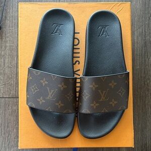Louis Vuitton Black and Brown Monogram Sandals